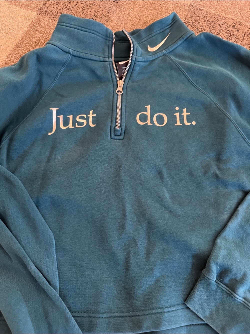 Nike Teal Half-Zip Sweatshirt with silver L - Picture 4 of 6